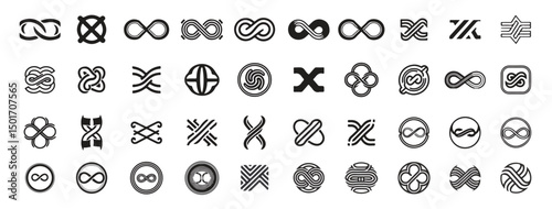A set of black and white geometric shapes.