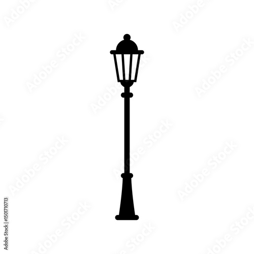 Street lamp icons set. Outdoor garden and landscape path lights. Flat vector illustration. Isolated on white background.