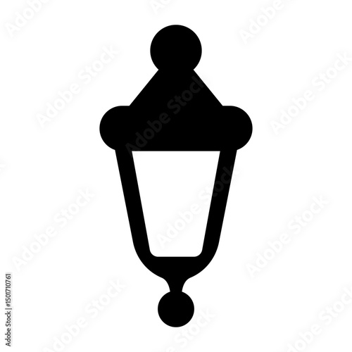 Street lamp icons set. Outdoor garden and landscape path lights. Flat vector illustration. Isolated on white background.