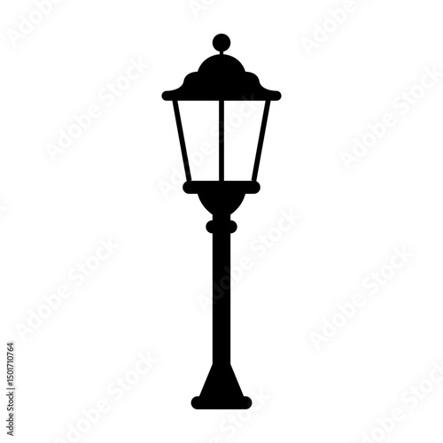 Street lamp icons set. Outdoor garden and landscape path lights. Flat vector illustration. Isolated on white background.