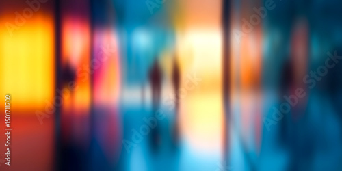 Blurred business people meeting in modern office, teamwork and corporate collaboration concept