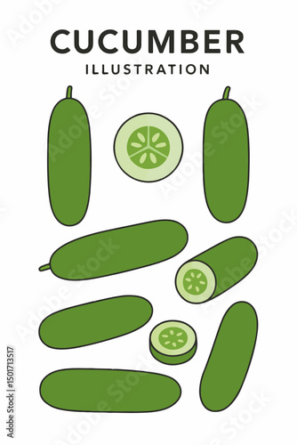 collection of vector illustrations of cucumber
