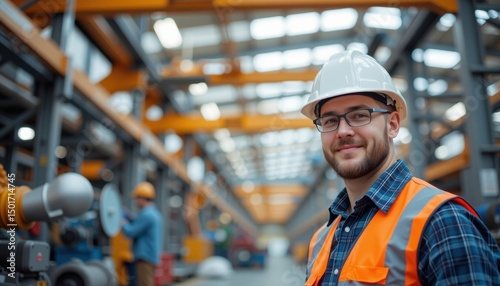 Industrial Engineer Working in Manufacturing Plant Factory Setting Professional Portrait Industrial Environment Close-Up