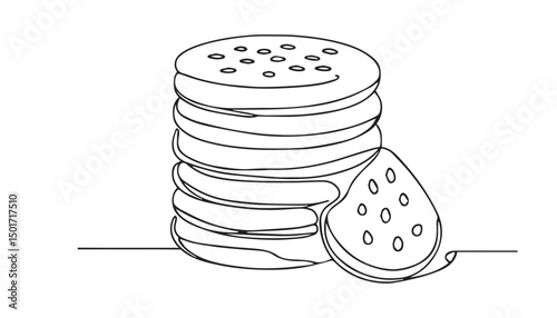 Continuous one single minimal line drawing cookies