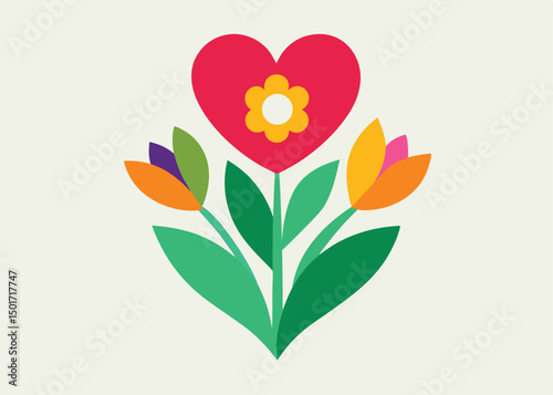 colorful-flower-arrangement-in-heart-shape-design.eps