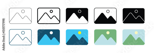 "Vector Picture & Gallery Icon Set – High-Quality Image Symbols for Photo Albums, Media Libraries, Apps, and Web UI Design Projects"