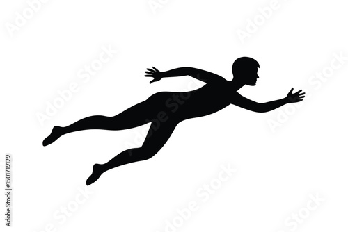 Dynamic Flying Pose Silhouette Vector.