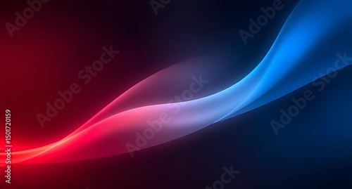 Abstract Background Red, Purple, and Blue Glowing Waves on Dark Gradient Background