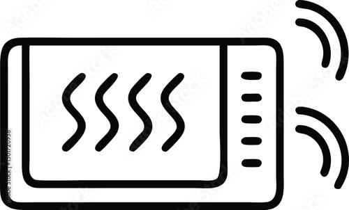 Heating up Microwave with steam waves symbol Illustration of modern appliance.