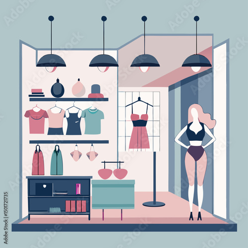vector illustration of a shop window