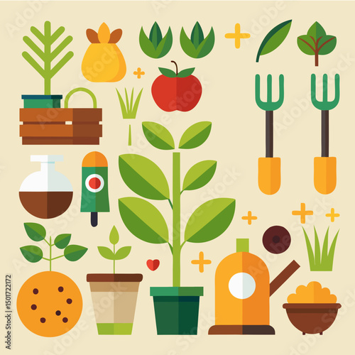 set of gardening icons