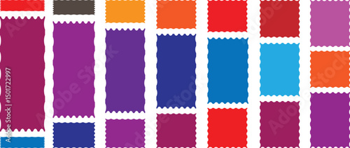 Rectangle, square and oval shape frame with zigzag edge. Set of Zigzag and colorful Shapes. Zig Colorful frame with zigzag edge. Rectangular jagged curved box element. Geometric zig zag stickers, labe