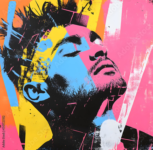 Abstract Portrait: An emotive portrait of a person is rendered in a striking and colorful abstract style, emphasizing bold strokes, textured elements, and vibrant hues.