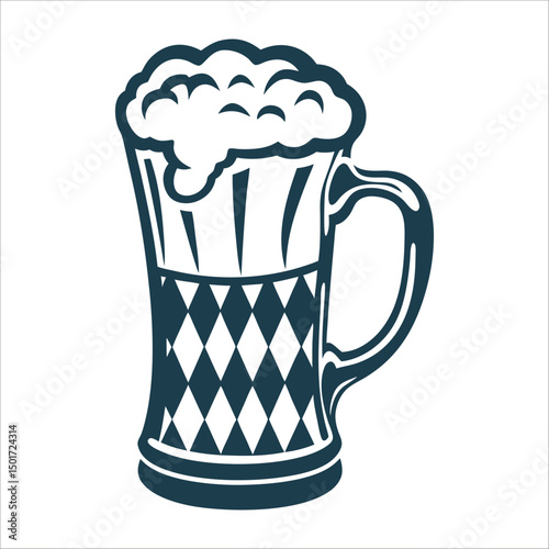 Oktoberfest Beer Stein with Checkered Pattern