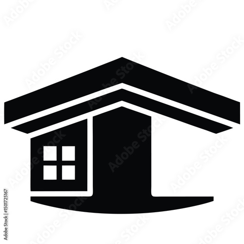 Minimalist black house icon silhouette for architecture or real estate business logo