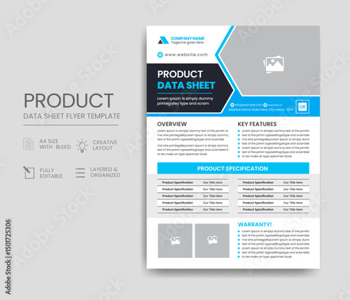 Product Data Sheet template design