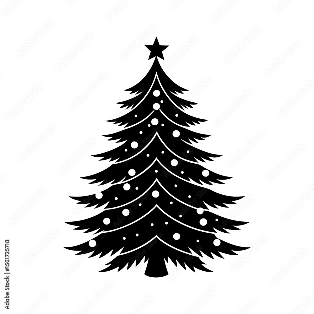 Obraz premium christmas tree simple flat vector silhouette