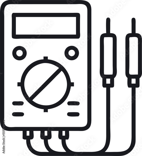 Digital multimeter line icon for electrical diagnostics and electronic measurement tool