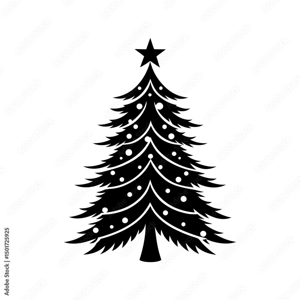 Obraz premium christmas tree simple flat vector silhouette