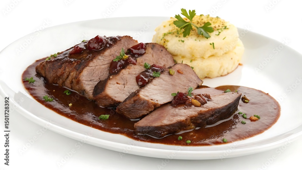 sauerbraten germany food isolated on white background sauerbraten germany food isolated on white background