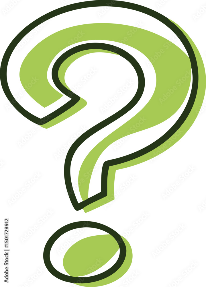 Green 3D question mark symbol for business FAQ and solution concept illustration Green 3D question mark symbol for business FAQ and solution concept illustration