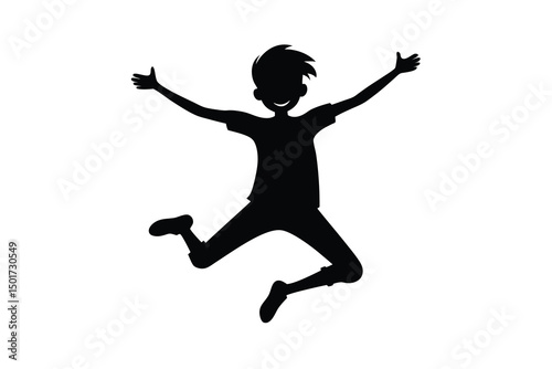 boy leaping in joy silhouette