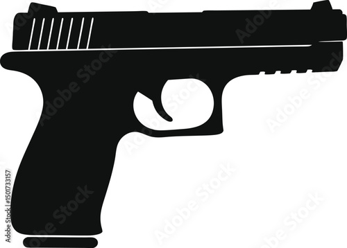 black handgun silhouette vector firearm side profile illustration for security weapon police