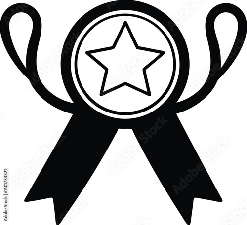 star and ribbon vector illustration winning award cup icon for champions contests sports achievements success
