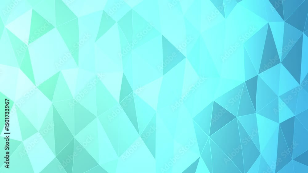 Abstract Low Poly Animation: Teal and Aqua Geometric Pattern Evolving
