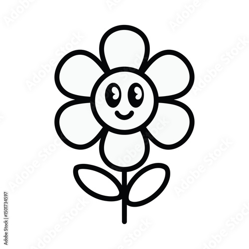 Simple Floral Outline For Kids