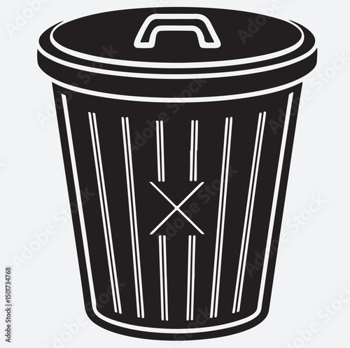 recycle bin silhouette vector art illustration, recycle bin icon