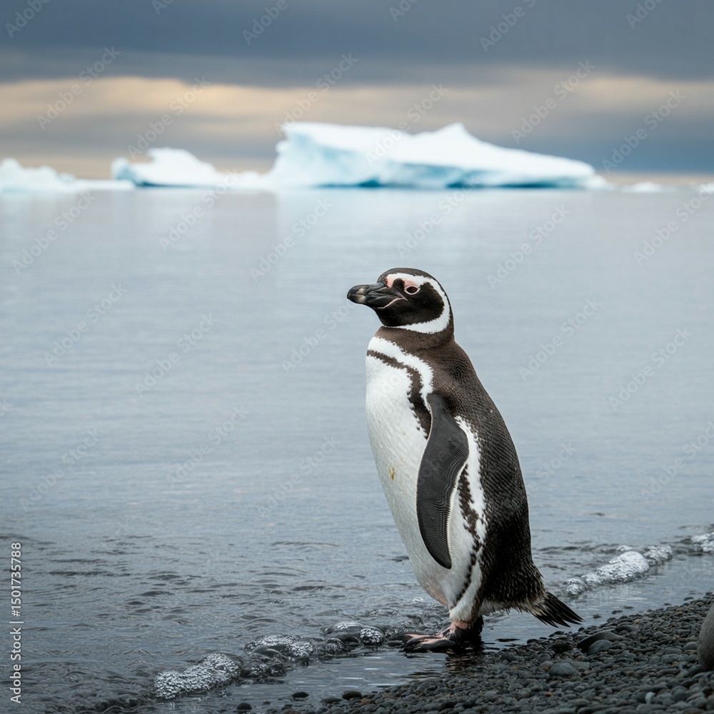 Obraz premium penguin on the ice hill sea