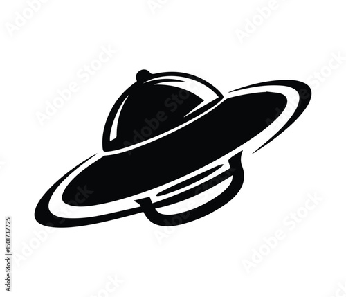 UFO Icon, UFO Logo, Minimalist UFO Silhouette Vector Alien Flying Saucer Icon Design.