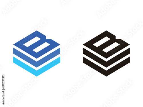 Initials B logo, high tech symbol, isolated on transparent background