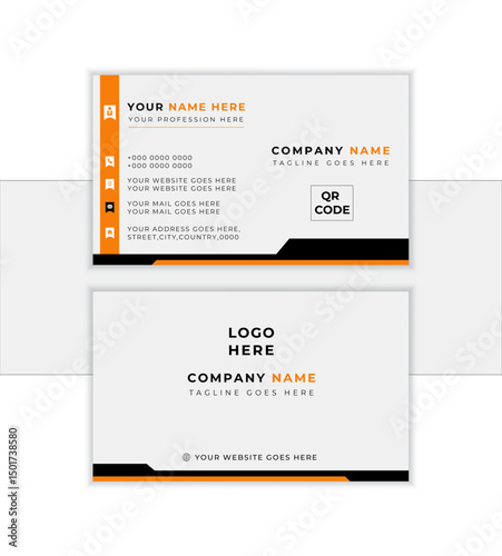 gold,black & white color creative business card template.landscape orientation. Vector illustration graphic design.
