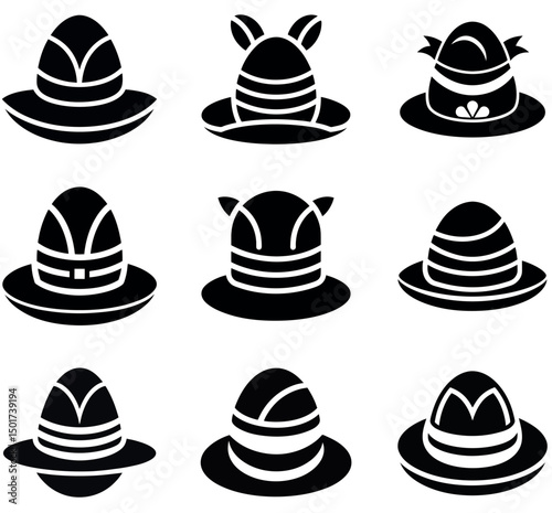 Easter Hat Silhouettes Bundle – Stylish Hat Vector Icons Set