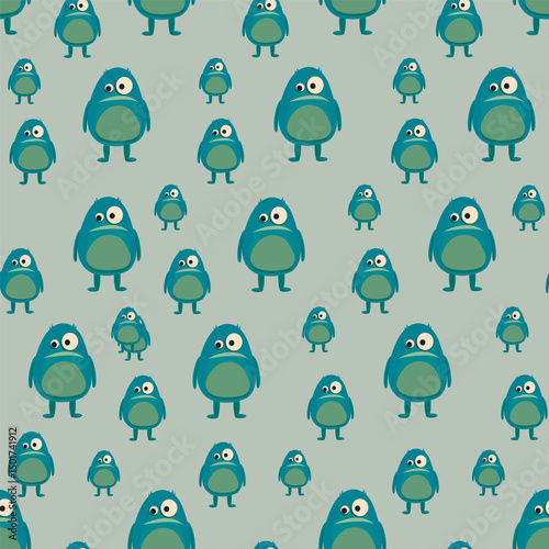 seamless pattern with green monsters