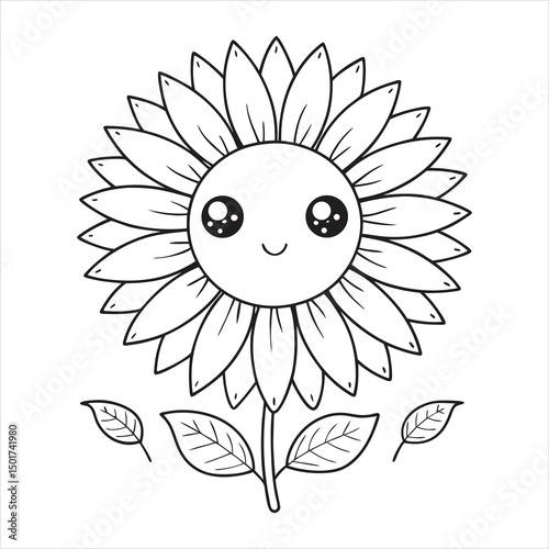 kawaii cartoon sunflower  smiling face  pastel bac Svg photo