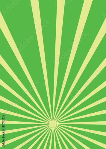 Bright green rays background. Comics, pop art style.