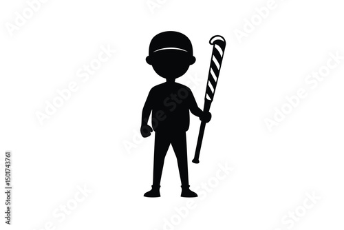 Baseball Player with Bat Silhouette.
