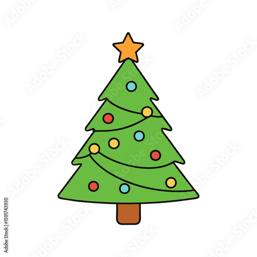 Wallpaper Mural christmas tree high color vector art Torontodigital.ca