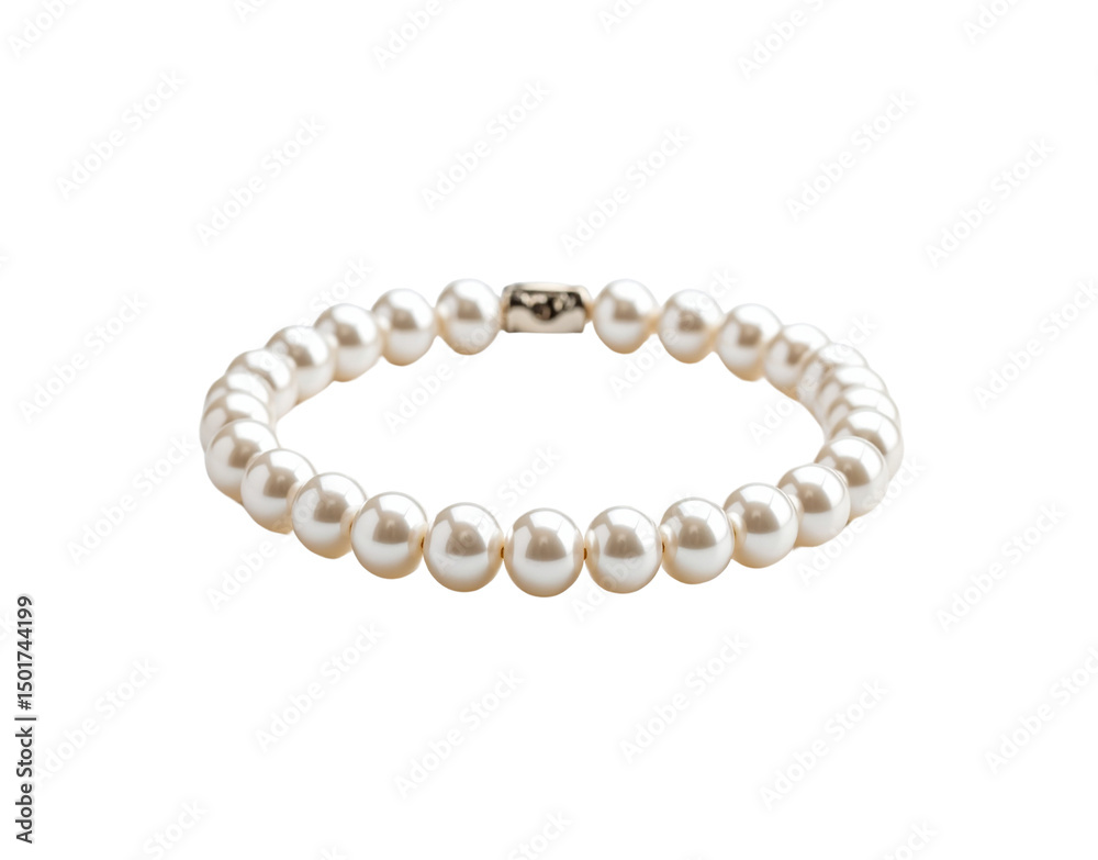 Elegant pearl bracelet featuring a silver clasp showcasing a classic and timeless design Elegant pearl bracelet featuring a silver clasp showcasing a classic and timeless design