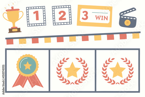 Colorful Flat Design Award Icon Set