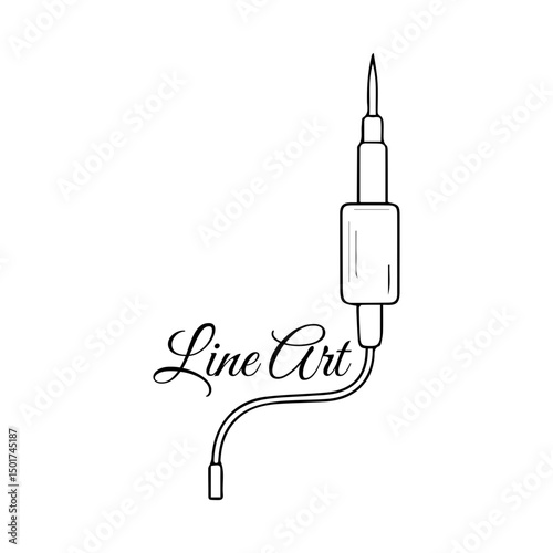 Simple Line Illustration of a Soldering Iron