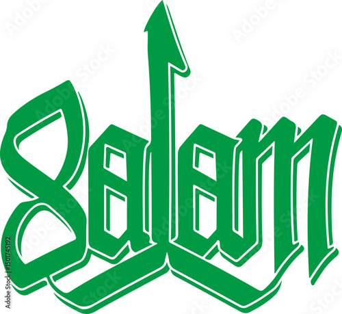 Salam - Green 3D Text with Arrow.