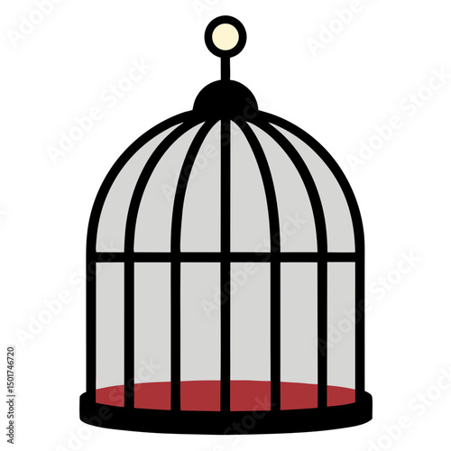 a black birdcage no background vector file.