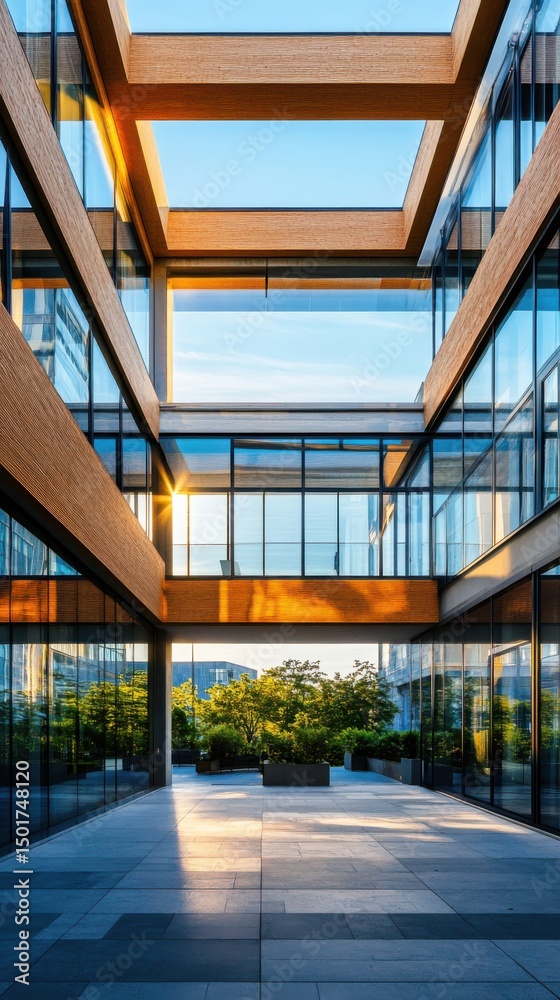 Obraz premium Modern architectural design urban landscape building structure glass facade daylight contemporary style