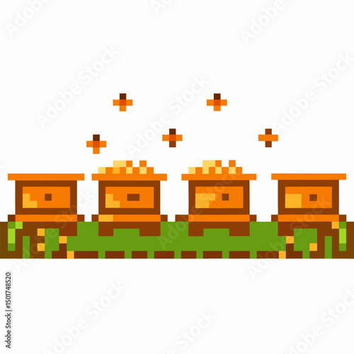Pixel art treasure chest, nostalgic retro gaming, pixelated gold coins, vintage digital game design