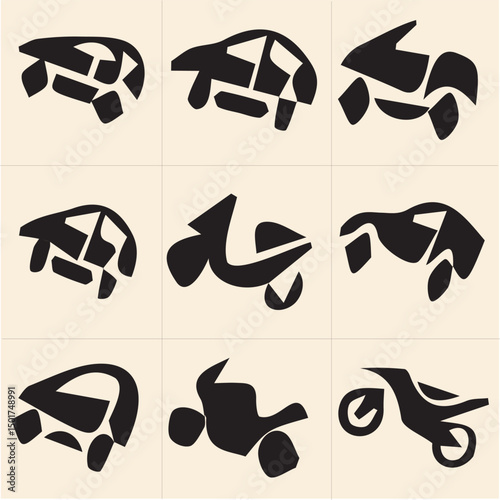 All kind of transportation vector Black and white set-16