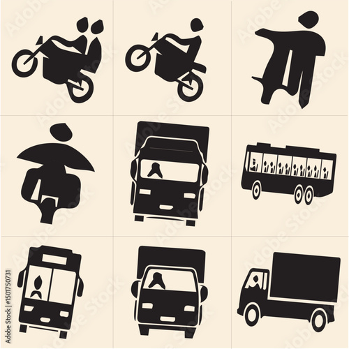 All kind of transportation vector Black and white set-21